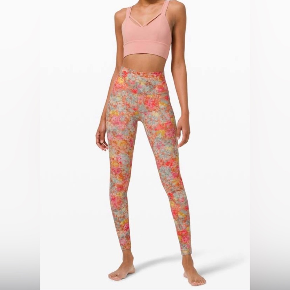 LULULEMON ALIGN HIGH RISE LEGGING FLORAL MULTI PINK / 25”/ SIZE 2